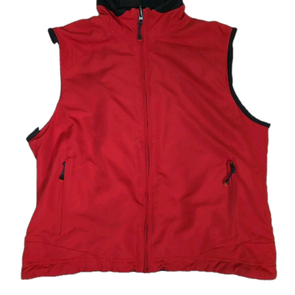 Ralph Lauren LRL Women's Sz L Reversible Vest Red Poly/Black Fleece Ralph Lauren